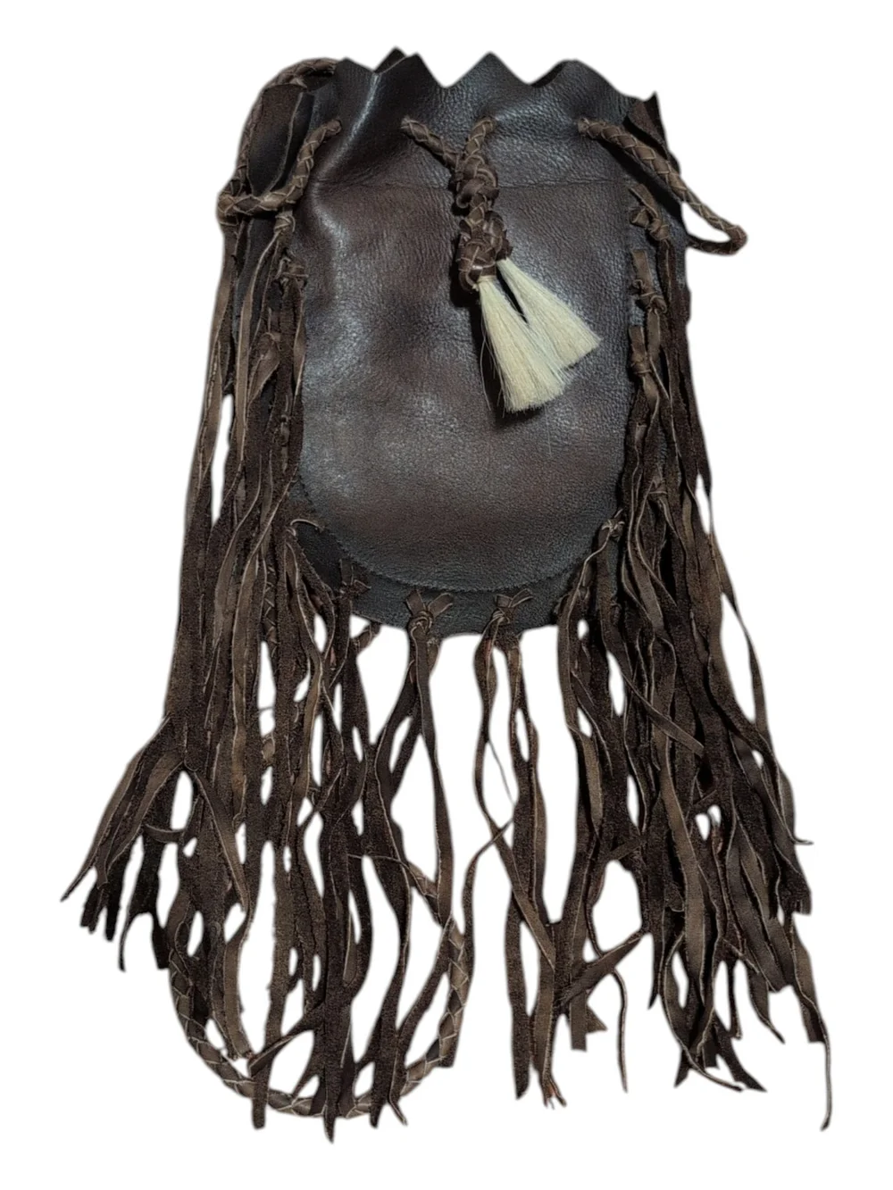 Kobler Inc Leather Women's Crossbody Handmade Pouch Bag W/ Fringe